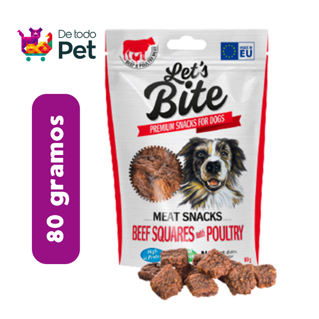 BRIT LETS BITE MEAT SNACKS BEEF SQUARES WITH POULTRY