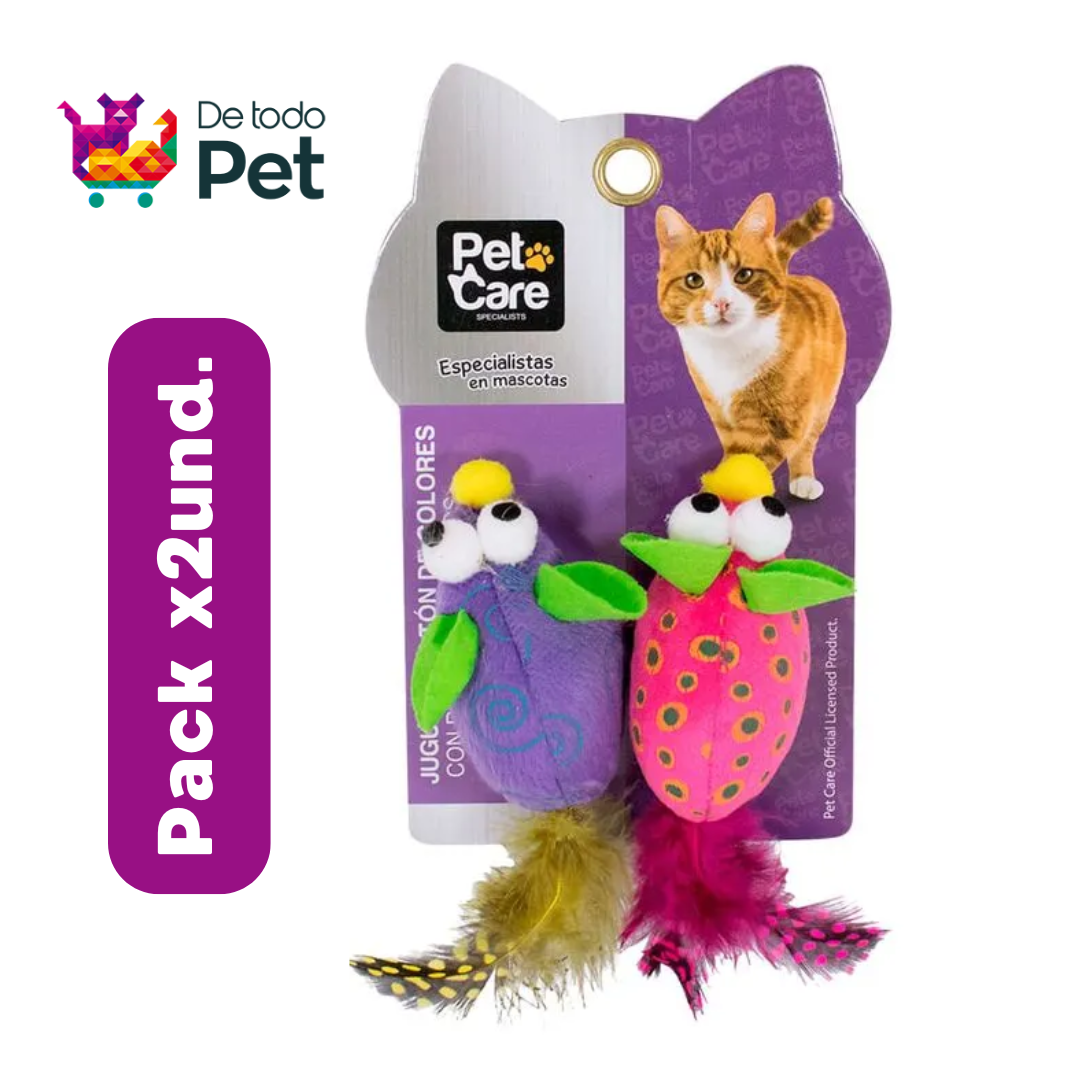 PET CARE JUGUETE RATON DE COLORES CON PLUMA