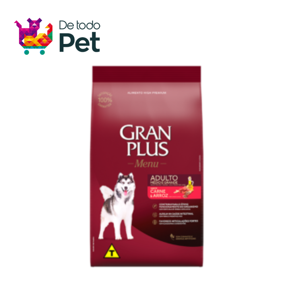 GRAN PLUS PERRO ADULTO  RAZA MEDIANA Y GRANDE (Carne & arroz) 