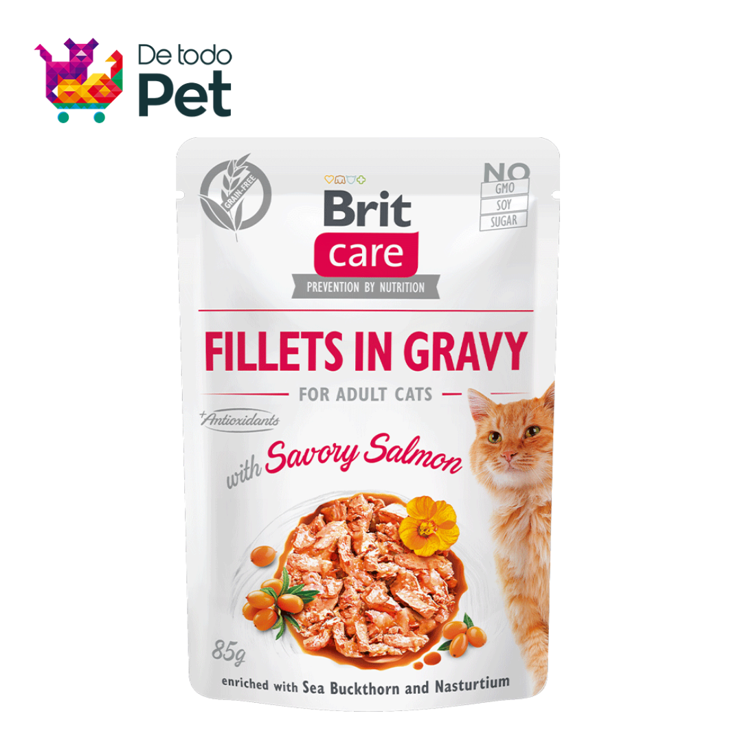 BRIT CARE CAT FILLETS IN GRAVY WITH SALMON