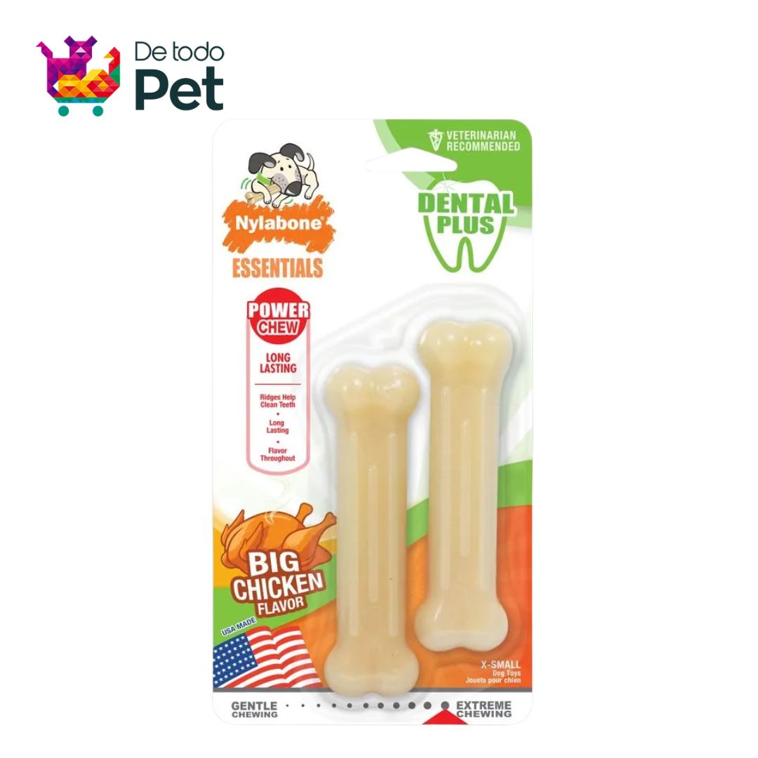 NYLABONE DAILY DENTAL DURABLE CHEW TWIN PACK, CHICKEN - XS