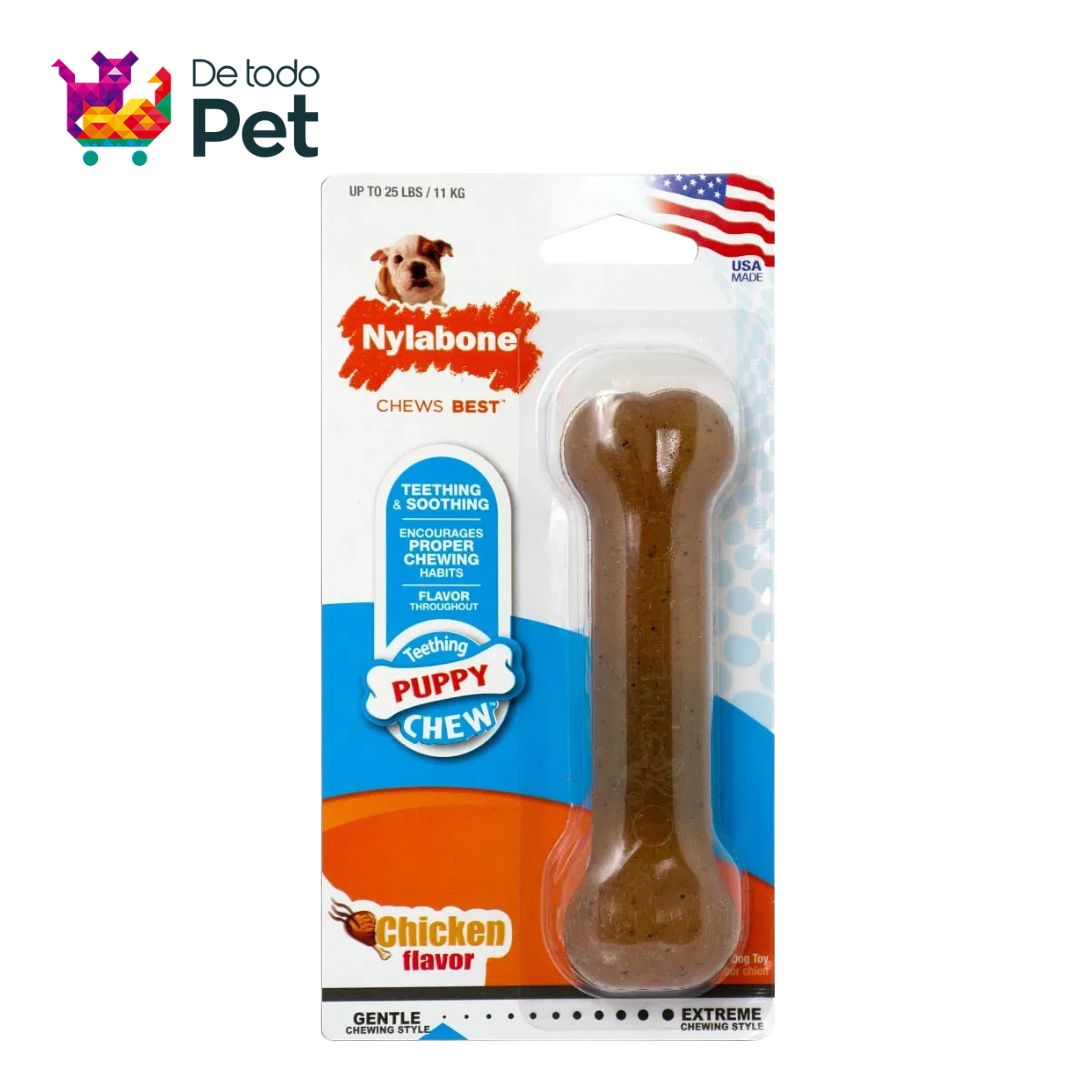 NYLABONE PUPPY CHEW BONE, CHICKEN - REGULAR